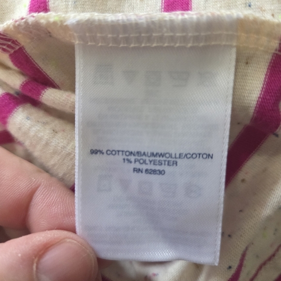 Lands' End Pink and White Striped 3/4 Sleeve Top With Ruffle In Back Size Small - Picture 4 of 5